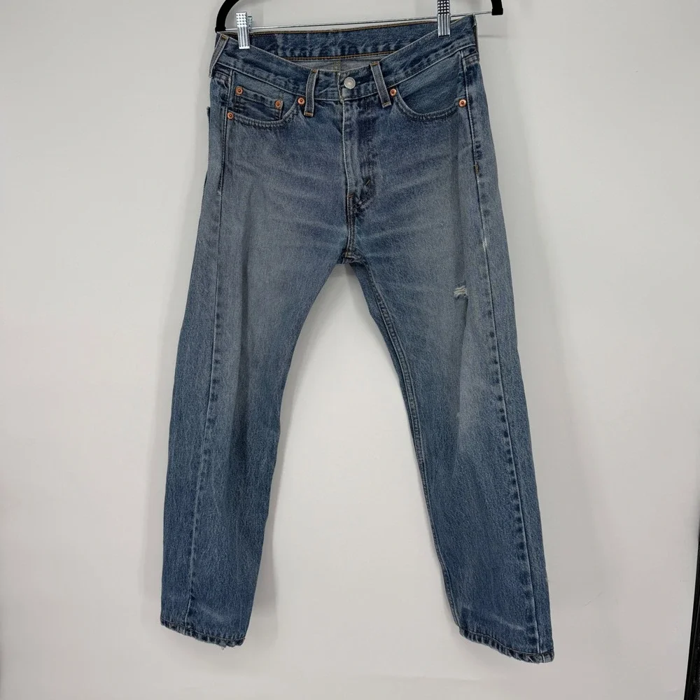 Levi's 505 Jeans 30x25 Cropped Straight Leg Light‎ Wash Red Tab Denim